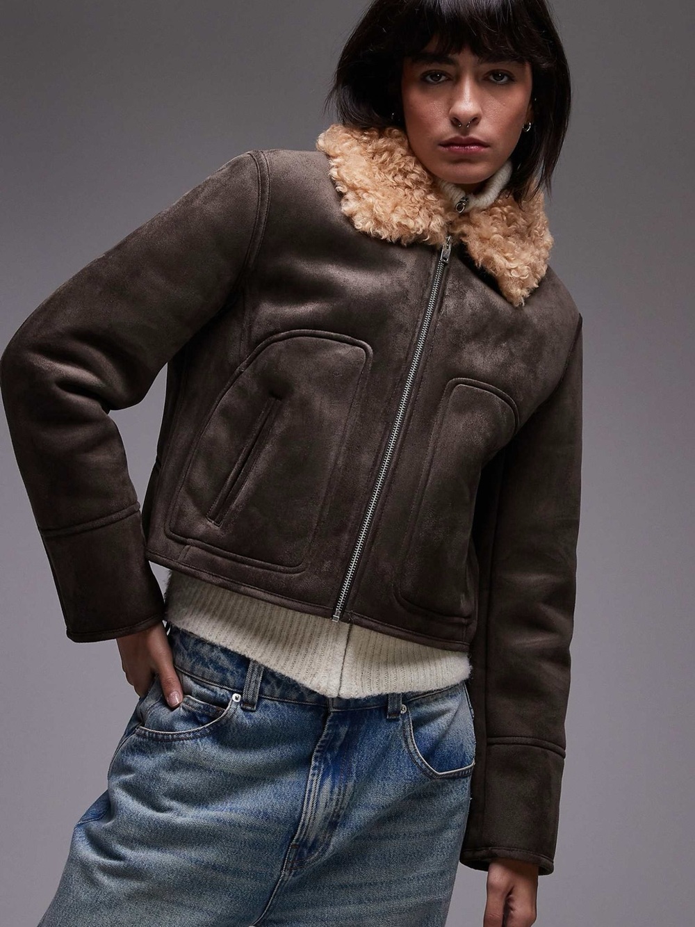 Mango Delhi Faux Suede Jacket - Size M